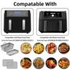 Vibbang 4Pcs Foldable Silicone Air Fryer Liners Double Basket, Collapsible Silicone Pot for Ninja Dual Air Fryer with Reusable Silicone Baking Ma