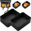 Usper 2PCS Air Fryer Silicone Pot for Ninja Foodi Dual DZ201 DZ401 AF300UK AF400UK & Tower T17088, Air Fryer Liner Basket Accessories for Instant