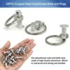 15-Pack Greenhouse Bolts and Rings, Aluminium Cropped Head Greenhouse Bolts and Nuts, Creating Suspension Anchors Point In Glazed Steel Channels