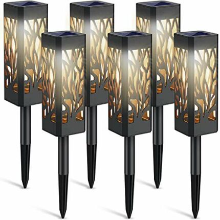 WdtPro Solar Lights Outdoor Garden, 6 Pack Garden Lights Solar Powered Waterproof with Warm White LED Lights, Solar Garden Ornaments Outdoor for