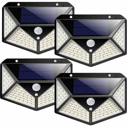 Lysliv Solar Security Lights Outdoor Motion Sensor 4 Packs, Solar Lights Outdoor Garden IP65 Waterproof, 100LED/3 Modes/270° Lighting Angle, Sola