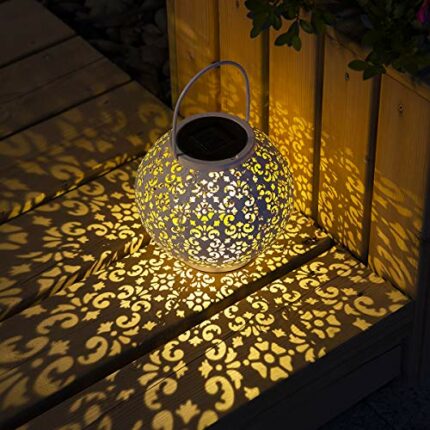GIGALUMI Solar Lantern White Hanging Garden Lights Great Outdoor Lawn Décor for Patio Garden, Yard and Lawn