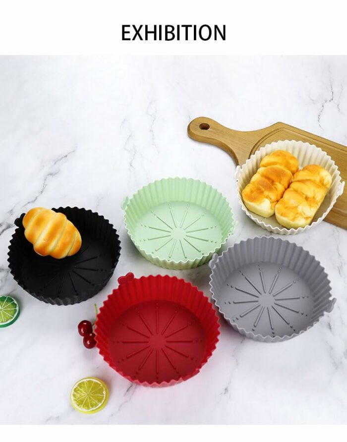 Silicone Air Fryer Liners (7.5 inch, 2 x Black) Reusable Air Fryer Silicone Liner, Compatible with Ninja Air Fryer