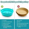 2 Pack Foldable Air Fryer Silicone Pot, 7"Reusable Silicone Air Fryer Liners with 1Pcs Brush, Greaseproof Airfryer Basket Rack Accessories, Repla