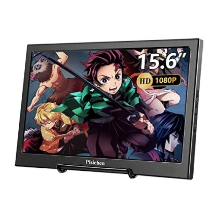 Pisichen Portable Monitor, 15.6 Inch Full HD 1920x1080P IPS Gaming Display, Built-in Speakers USB HDMI Monitor for PC Laptop PS4 Raspberry Pi Xbo