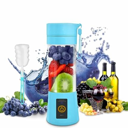 Portable Blender 380ml, Mini Blender with 6 Blades, Fruit Mixing Machine, Portable Smoothie Blender for Shakes and Smoothie, USB Rechargeable Jui