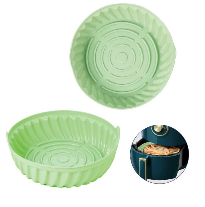 Silicone Air Fryer Liners 2Pcs Reusable Air Fryer Silicone Pot Air Fryer Accessories, Replacement for Disposable Parchment Paper Liner Silicone B