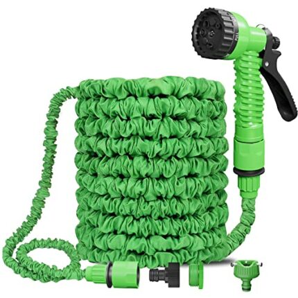 Garden Hose Pipe,25FT Expanding Garden Hose,Flexible Magic Water Hose with 7 Function Spray Gun for Gardening,Car Washing(Green 25FT)