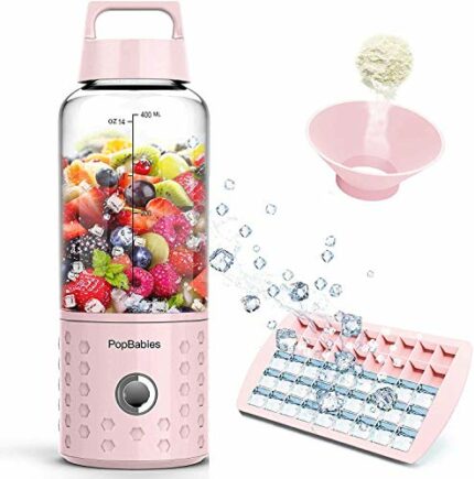 Blender Smoothie Maker, PopBabies Portable Blender for Shakes, Powerful Ice Smoothie Blender Princess Pink