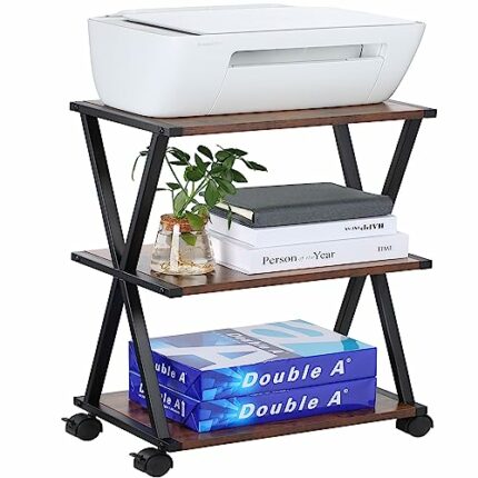 Fydeamer Versatile Printer Stand Adjustable Height with Storage -3 Tiers Office Printer Cart Compatible with Most Printer Models Perfect for Home