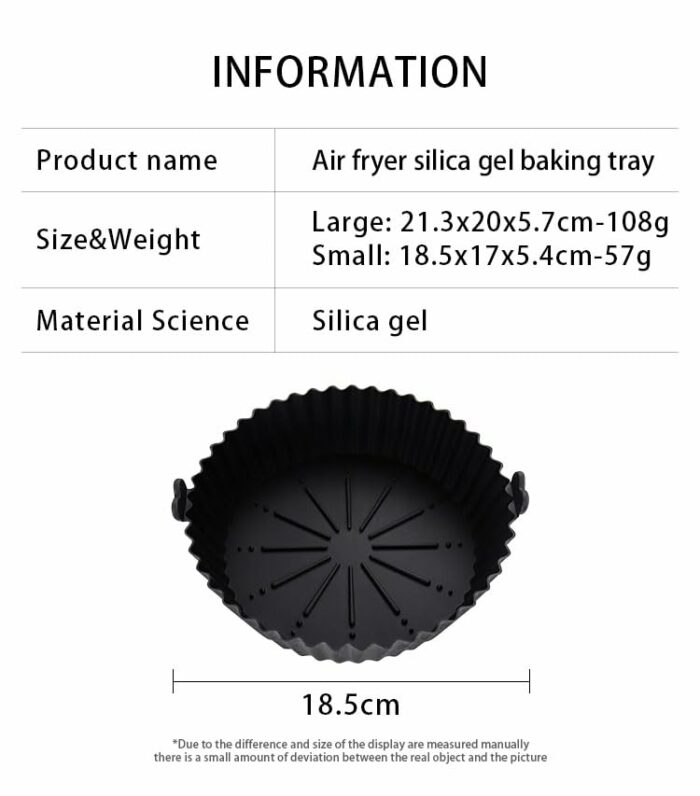 Silicone Air Fryer Liners (7.5 inch, 2 x Black) Reusable Air Fryer Silicone Liner, Compatible with Ninja Air Fryer