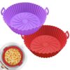 ZHONYEE 2 Pack Round Air Fryer Silicone Liners, Reusable Heat-Resistant and Food Safe Air Fryer Accessories, Easy Cleaning, Top 7.8 Inch Bottom 6