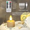 ZIYOUDOLI 6pcs Rechargeable Tea Light with Remote Control and Timer Led Tea Lights Flickering Flameless Candles Warm White Dimmable (Rechargeable