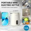 VOCHA Mini Electric Kettle, 0.4L Portable Travel Small Electric Kettle with Keep Warm Function, LED Touch Panel Electric Water Heater, Fast Boili