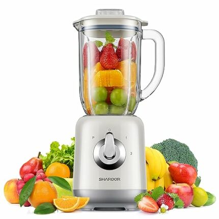 SHARDOR Blender with 700W, Powerful Blender Smoothie Maker with 6 Sharp Stainless Steel Blades,2 Speed and Pulse Ice Crushing For Milkshake, Juic