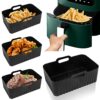Vicloon Silicone Air Fryer Liners, 2PCS 7.87x 5.31" Square Reusable Silicone Air Fryer Mat, Non-Stick Air Fryer Mats, Easy Clean Air Fryer Access