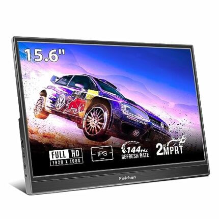 Pisichen Portable Monitor, 15.6 Inch Monitor 144Hz FHD 1920×1080P IPS Gaming Monitor, HDR Screen with HDMI/Type-C/USB-C, External Monitor for Lap