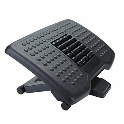 Wgwioo Foot Rest Adjustable Height Ergonomic with Massage Rollers Rocking Footrest for Home Office,Black