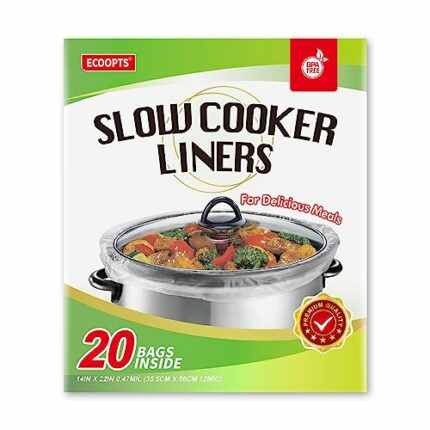 20 Bags Extra Large Slow Cooker Liners |Slow Cooker Bags Fits 6-10 QT Pot | Suitable for Oval & Round Pot, BPA Free (1 Pack 14"x 22" /Bags)