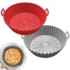ZHONYEE 2 Pack Round Air Fryer Silicone Liners, Reusable Heat-Resistant and Food Safe Air Fryer Accessories, Easy Cleaning, Top 7.8 Inch Bottom 6