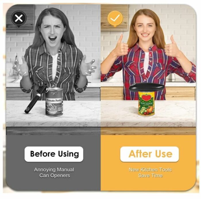 Electric Can Opener Automatic One Touch Switch Cordless Easy Tin Opener Battery Hands-Free Safe Tin Openers UK for Kitchen Arthritis and Seniors