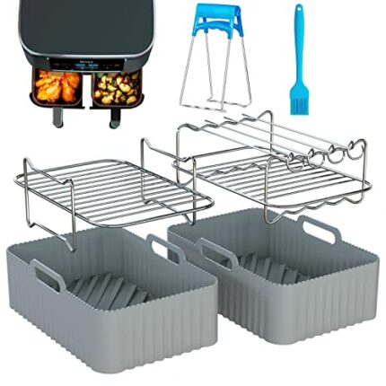 Lamapee Air Fryer Accessories for Ninja Dual Air Fryers AF300UK - Silicone Air Fryer Liner & Air Fryer Rack