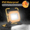 100W Solar 120 LED Rechargeable Work Light, Portable Floodlight 4 Modes Jobsite Construction Lights with Stand, 14000mAH Power Bank Waterproof Sp