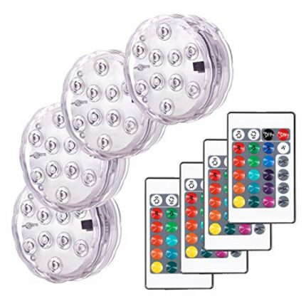 Submersible LED Lights,Multicolor RGB 10-LED Lights Waterproof Underwater Light LED Base for Vase Base,Aquarium, Pond, Garden, Fish Tank,Home Par