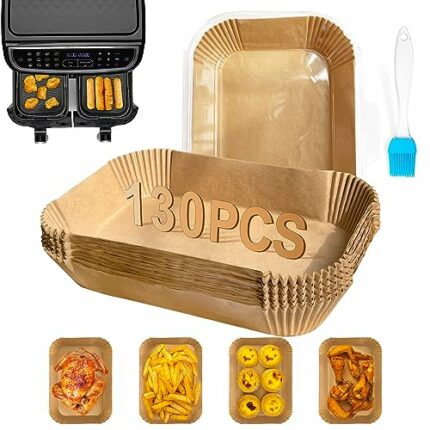 130PC Air Fryer Liners, FEEZOM Ninja Air Fryer Liners for Ninja Air Fryer Dual, Disposable Air Fryer Accessories Paper Liners for Ninja AF300UK A