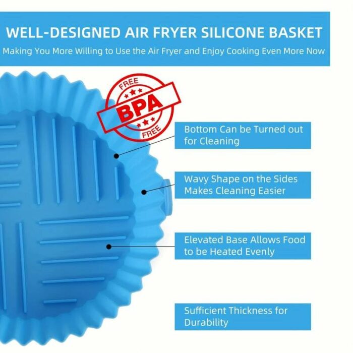 Ani-Safe Air Fryer Silicone Liners Pot For 3 To 5 QT, Air Fryer Silicone Basket Bowl, Replacement Of Flammable Parchment Paper, Reusable Baking T