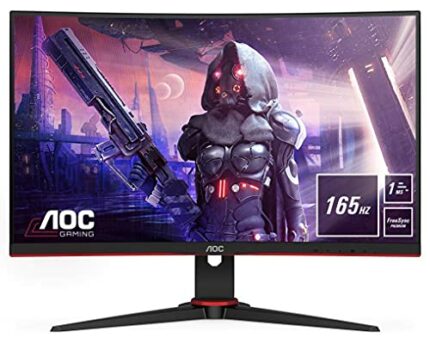AOC Gaming C24G2AE - 24 inch FHD Curved Monitor, 165Hz, 1 ms MPRT, VA, AMD FreeSync, Speakers, Low Input Lag (1920x1080@ 165Hz, 250 cd/m², HDMI/D