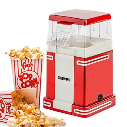 Geepas 1200W Electric Popcorn Maker Machine | Makes Hot, Fresh, Healthy and Fat-Free Theater Style Popcorn Anytime | On/Off Switch, Attractive De