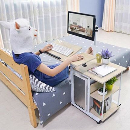 XJWWW-URG Computer Shelves Study Writing Desk Space-Saving Design Table with Bookshelf Height Adjustment Notebook Stand, Multipurpose Home Office