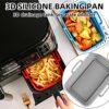 Vibbang 4Pcs Foldable Silicone Air Fryer Liners Double Basket, Collapsible Silicone Pot for Ninja Dual Air Fryer with Reusable Silicone Baking Ma