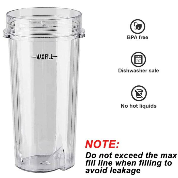 16oz Cup Compatible with Ninja Nutri Slim Blender 700 W QB3001UKS, Also Fit for Ninja BL770 BL780 BL660 BL740 BL810 - Ninja Replacement Parts - 2