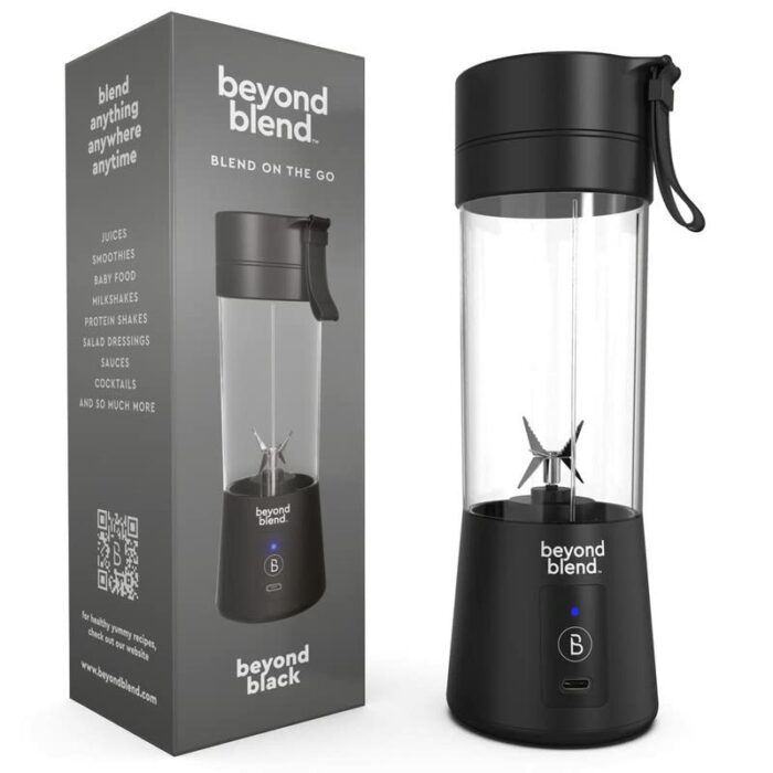 Beyond Blend Portable Blender | Fashionable Sleek Design with Powerful USB Rechargeable Motor Blender Smoothie Maker | 6 Edge Noiseless Blades |