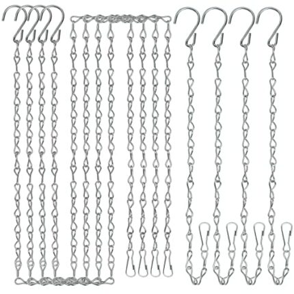 Teenitor 8 Pcs Hanging Chains with Clip & Hook for Bird Feeders Planters Lanterns and Ornaments - 4 Pieces 35 Inch & 4 Pieces 13 Inch Replacement