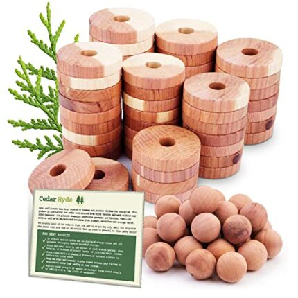 Cedar Hyde Cedar Blocks for Clothes Storage | Cedar Balls & Cedar Rings | Closet Deodorizer | Clothes Protection & Mustiness Prevention | 40 Piec