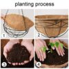 YUNSTK 2 Pcs Hanging Basket Liners 12 inch, Round Planter Liner Coco Fiber Replacement Liner, Natural Coconut Fibres Trough Liners for Hanging Ba