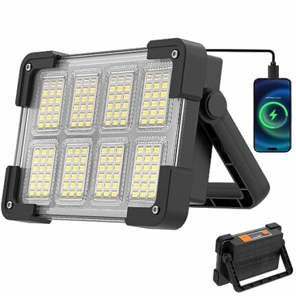 OHAYORI LED Rechargeable Work Light, Portable Floodlight with Power Bank, 4 Modes LED Camping Light, IP65 Waterproof Outdoor Emergency Security L