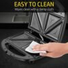 Tiastar Monsieur Croque Maker, sandwich machine and electric panini press with non-stick plates, automatic temperature control, cool-touch handle