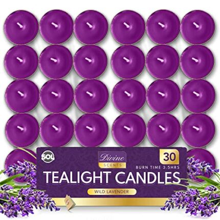 30pk Lavender Tea Lights | Tealights Candles Scented | Lavender Scented Candle | Scented Tea Light Candles | Tea Lights Candles | Long Burning Te