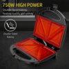 Tiastar Monsieur Croque Maker, sandwich machine and electric panini press with non-stick plates, automatic temperature control, cool-touch handle