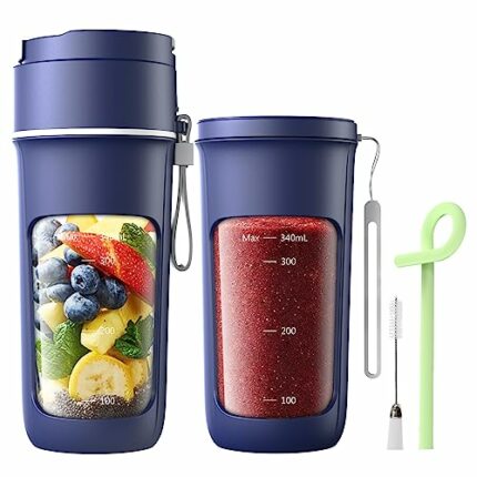 Portable Blender, Mini Blender For Shakes and Smoothies, Personal Blender USB Rechargeable, Fresh Juice Blender With 10 Blades, 12oz Handheld Ble