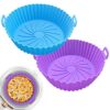 ZHONYEE 2 Pack Round Air Fryer Silicone Liners, Reusable Heat-Resistant and Food Safe Air Fryer Accessories, Easy Cleaning, Top 7.8 Inch Bottom 6