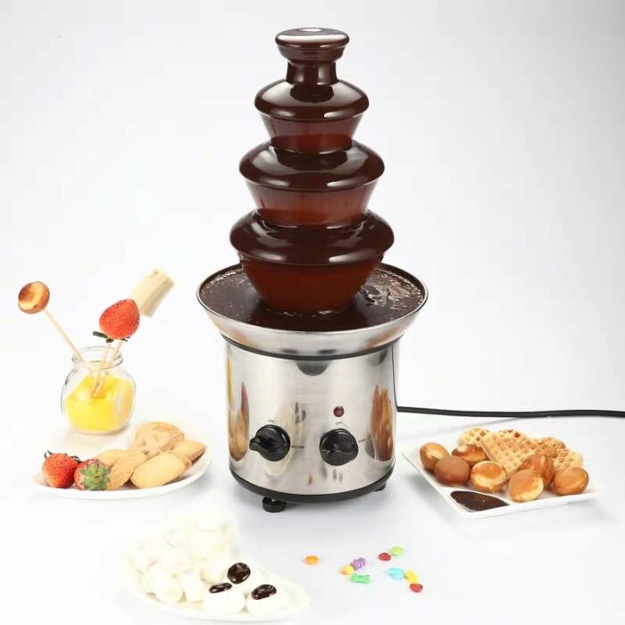 Chocolate Fountains,4 Tiers Electric Chocolate Fountain Mini Stainless Steel Fondue Waterfall Melting Machine for Cooking Commercial Household We