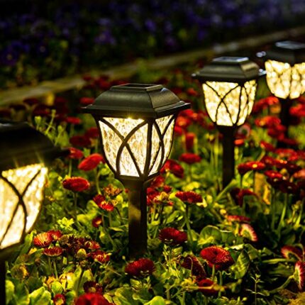 GIGALUMI Solar Pathway Lights,6 Pack LED Solar Garden Lights Outdoor,Waterproof Solar Powered Path Lights for Yard, Patio, Landscape, Walkway (Wa