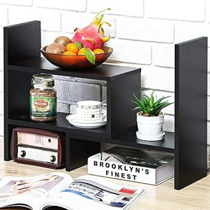 Desktop Bookshelf Desk Storage Organizer Adjustable Wood Desktop Display Shelf Rack Counter Office Storage Rack Top Bookcase - Free Style Display