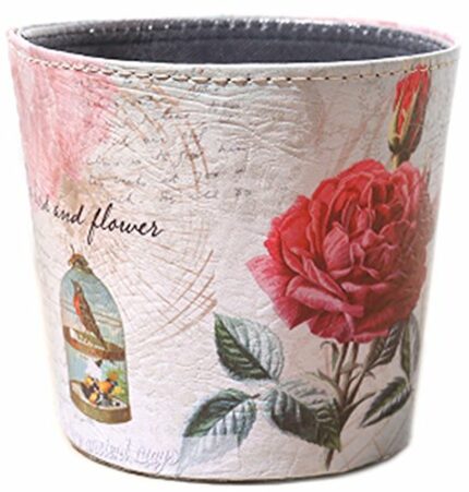 Black Temptation Leather Desktop Trash Can Mini Cylinder Waste Can Car/Office Waste Bin Storage Bucket # 2
