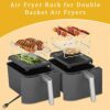 2 Pack Air Fryer Rack, Double Layer Rack Air Fryer Accessories with 4 Barbecue Skewers and Brush, Stainless Steel Grilling Rack Fit for Ninja Dua